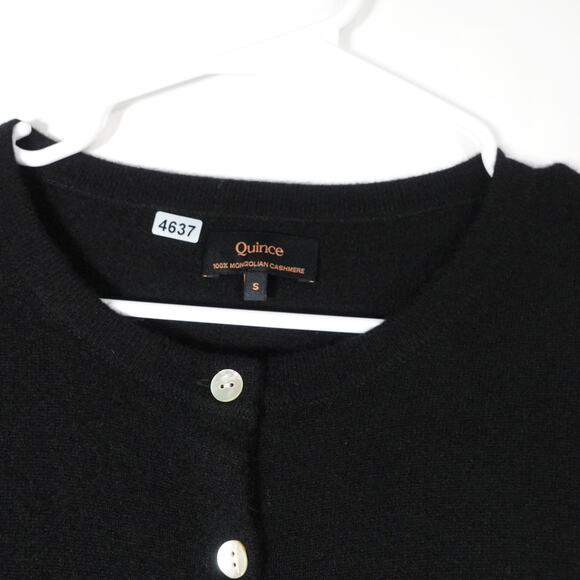 EUC Quince Mongolian Cashmere Button Up Cardigan Sweater Black Small 4637 - Picture 4 of 9